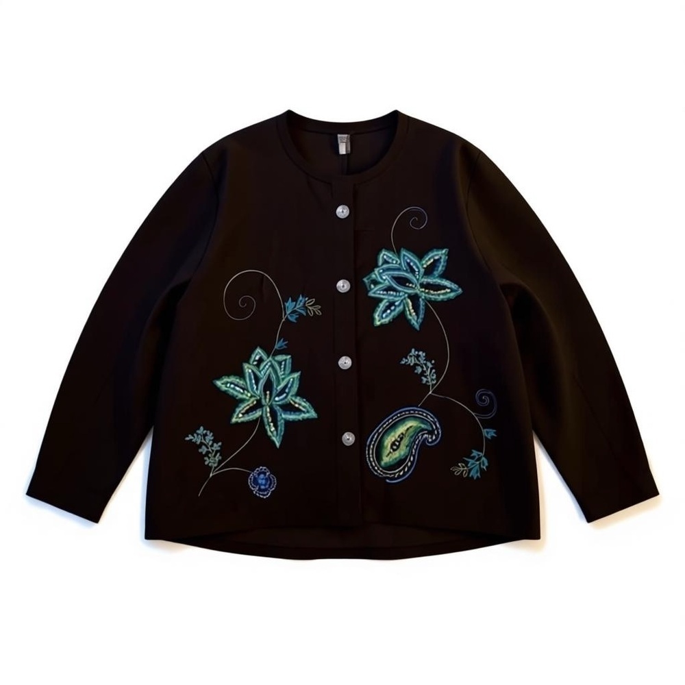 Good Clothes Black Floral pattern stitching Woman’s Blouse Size XL